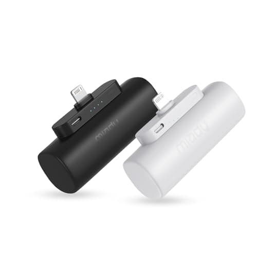 Image of 【2-Pack】Miady 5000mAh Power bank for iPhone, Battery Pack Charger, Portable Charger for iPhone 14/13/12/11/etc Series (Black+White)