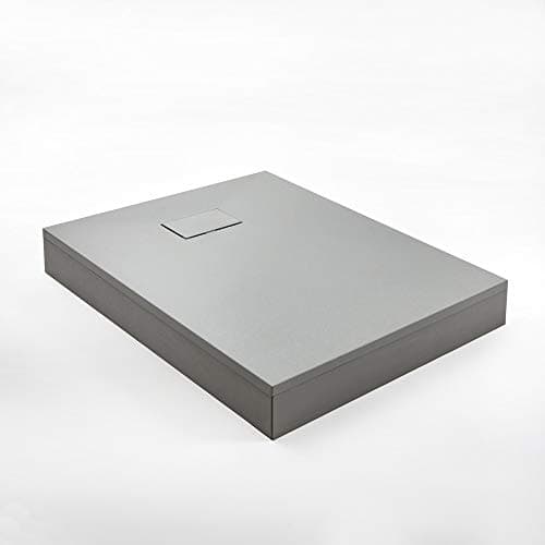 Image of Milano Rasa Light Grey Textured Slate Effect Rectangular Shower Tray Corner Riser - 1200mm x 800mm