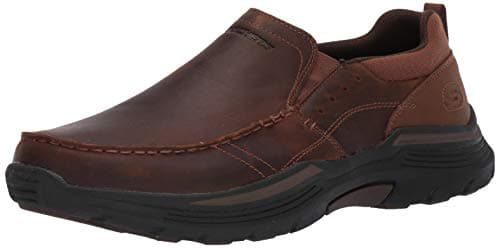 Image of Skechers Men's Expended - Seveno Moccasins, Dark Brown Leather, 9 UK