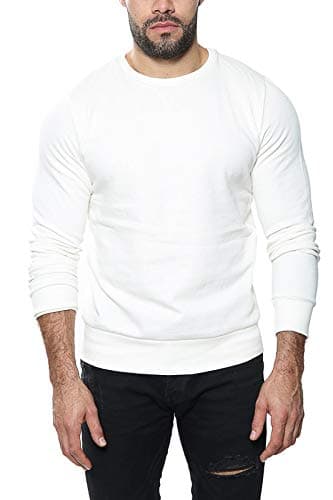 Image of shelikes Men's Sweatshirt Long Sleeves Classic Pullover Sweater Crewneck T Shirt Casual Jumper Top Cream