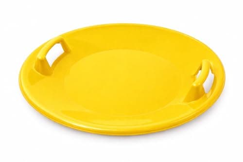 Image of Snow Disc Sledge 63cm Round Snow Sled Toboggan Kids Adults Orange Saucer Sled (Yellow)