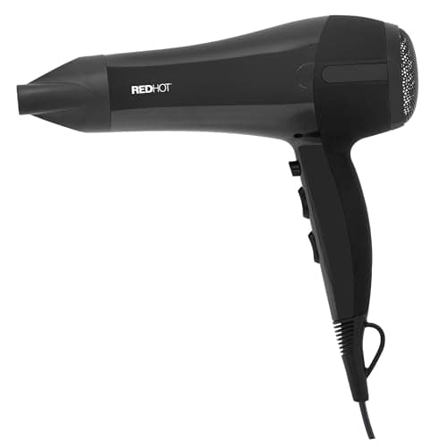 Image of Red Hot 37069 2200W Professional Hair Dryer/Removable Nozzle / 3 Heat Settings, 2 Speed Settings & Cool Air Mode/Salon Quality/Black