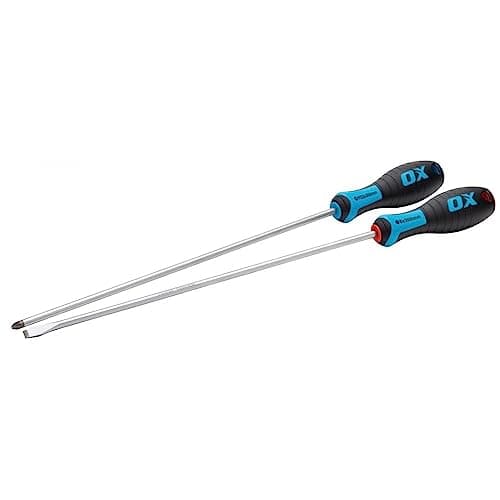 Image of OX Tools Pro Long Screwdriver Set, 300 mm Extra Long PZ2 and Slotted 2 Piece