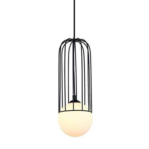 Image of Italux Simon - Modern Hanging Pendant Black 1 Light with Black, White Shade, G9