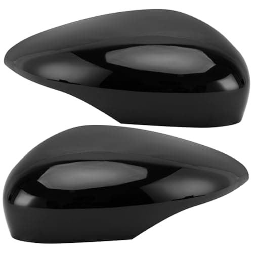 Image of Pair Gloss Black Front Rearview Wing Mirror Cover Caps Housing Fits For Ford Fiesta MK7 2008 2009 2010 2011 2012 2013 2014 2015 2016 2017 Left & Right Side UK