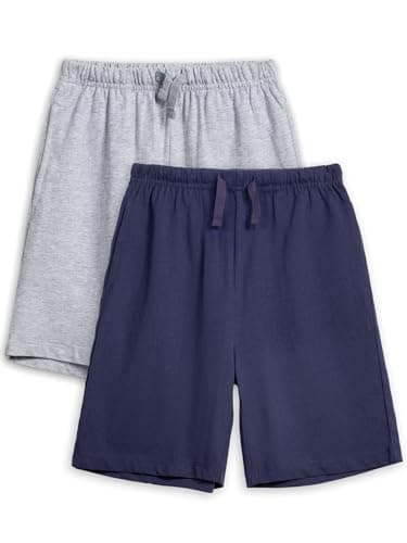 Image of YoungSoul Kids Jersey Shorts Set of 2 Boys Girls Summer Casual Jogger Shorts Navy/Ligth Grey 9-10 Years/Size 150