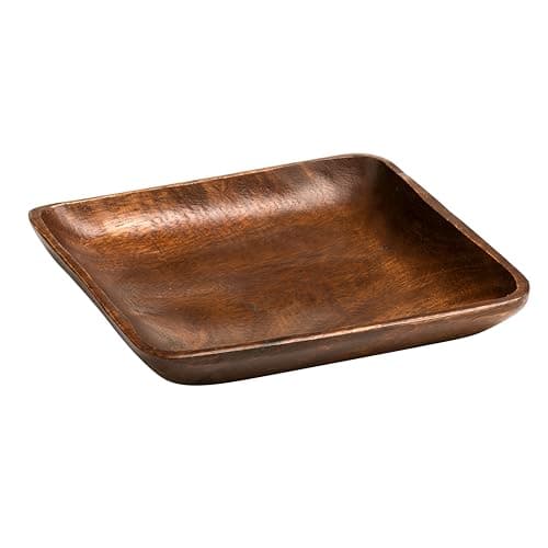 Image of Premier Housewares Acacia Wood Square Serving Dish, Brown, H4 x W25 x D25cm
