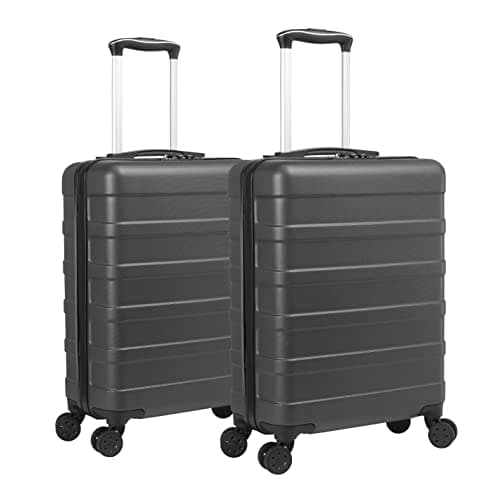 Image of Cabin Max Anode Cabin Suitcase 55x40x20 Built in Lock, Lightweight, Hard Shell, 4 Wheels, Suitable for Ryanair, Easyjet, Jet 2 Paid Carry on (Graphite Set x 2, 55 x 40 x 20 cm)