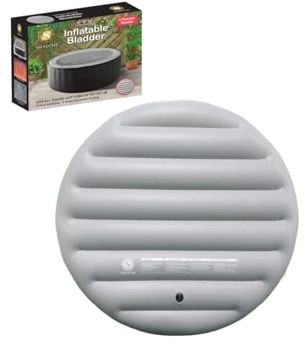 Image of Energy Saving Spa Cover Inflatable Lid Protective Rain Overflow Heat Insulator Technology Round Bladder Fits All 4 Person Round Hot Tubs Up to 140cm, Grey