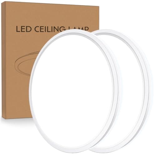 Image of slochi [ 2 Pack] Bathroom Lights, 2050LM Round Ceiling Lights,6500K,150W Equivalent,Ultra-Thin,Small,Dome,Waterproof Modern LED Flush Mount Ceiling Lamp for Bedroom,Kitchen,Toilet,Utility RoomØ22CM