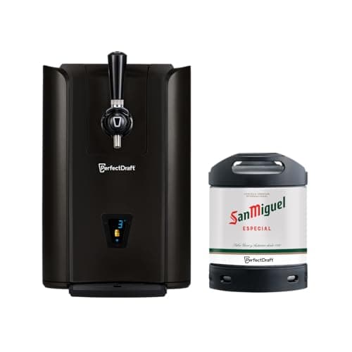 Image of PerfectDraft Pro Black Home Beer Cooler and Dispenser System and San Miguel Keg