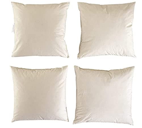 Image of Lancashire Textiles British Made Luxury Duck Feather Cushion Pads Generously Filled with Ethically Sourced Feathers Encased in Pure Cotton Cambric Cover - Pack of 4-20" x 20" (50cm x 50cm)