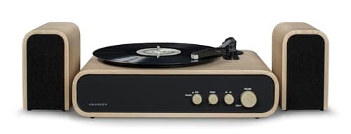 Image of Crosley Gig Record Player with Speakers - Bluetooth Turntable with 5W Bookshelf Speakers, Easy Set Up Vinyl Player, Record Player Shelf System with AUX Input, Bluetooth Receiver, Natural