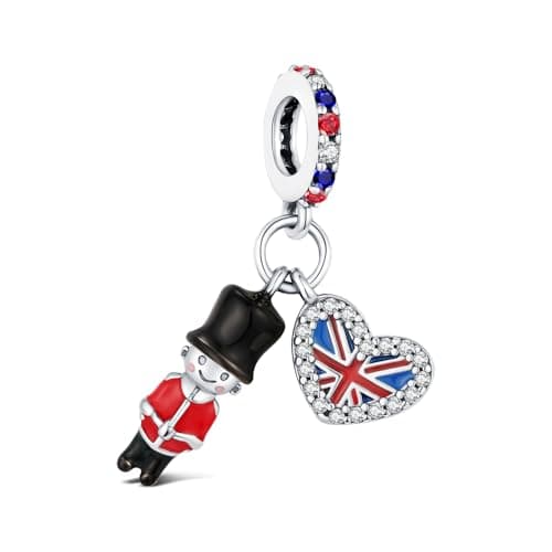 Image of KEQ 925 Silver Mini British London Palace Guard Charms Fit for Pandora Charms Bracelet Travel British Guards Charm Jewelry Birthday BBF Gift for women