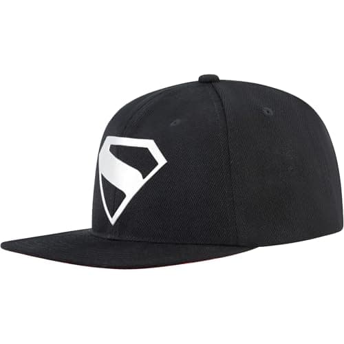 Image of Concept One Unisex's Dc Comics Superman Baseball Cap, Adult Snapback Hat with Flat Brim, Black, One Size