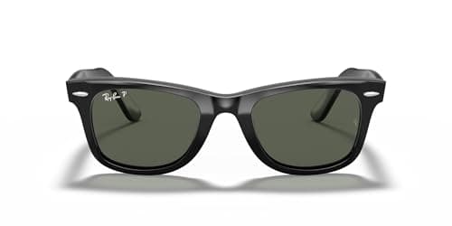 Image of Ray-Ban Unisex RB2140 Original Wayfarer Sunglasses, Polarized Green Classic 901/58, 54 mm, Black