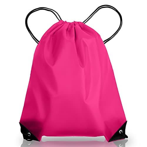 Image of AKHTART Drawstring Bags, Unisex Swimming Bag, Large PE Bag, Sports Backpack, Waterproof Gym Sack - Suitable for School/Beach/Holidays/Travel/Swimming and Various Activities (Rose Red)