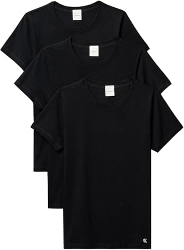Image of Calvin Klein Women’s 3 Pack Short Sleeve Round Neck Cotton T-Shirts, Black (Black/Black/Black), M