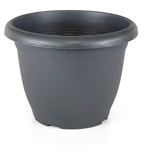 Image of Tamersgifts Large Plastic Round Garden Flower Plant Pot Planters (Anthracite, 42cm Diameter x 31cm Height)
