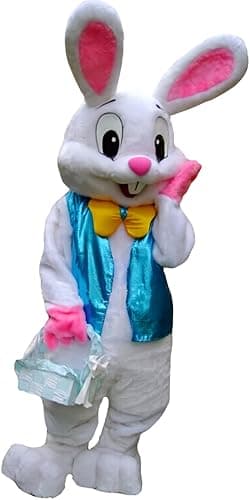 Image of Easter Bunny Mascot Costume Rabbit Cartoon Fancy Party Dress Performance Suit Adult Costume