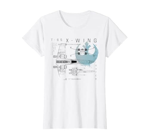 Image of Star Wars Rebel X-Wing Starfighter Schematic T-Shirt, Women, White, XX-Large
