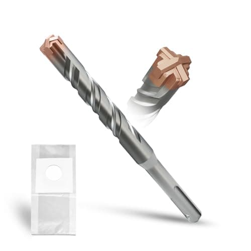 Image of METOTY SDS Plus Hammer Drill Bit 16mm×160mm, with 4 Carbide Cutting Edges, Head with Coating, Masonry Drill, Hammer Drill, Concrete Drill, for Stone, Concrete, Natural Stone, Brick Wall