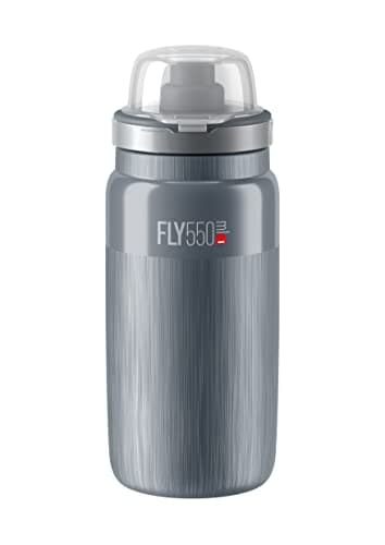 Image of ELITE Fly MTB Water Bottle Grey – Ultra Lightweight Mountain Bike Cycling Bottle with Dust Cap – 550ml – For Trail Riding, XC & Enduro