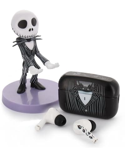 Image of Buds Pro The Nightmare Before Christmas Jack Skellington Wireless Bluetooth EarBuds & Phone Holder - In Ear Headphones with Mic, 28+ Hr Playtime, IPX4 Active Noise Cancelling EarBuds & Charging Case