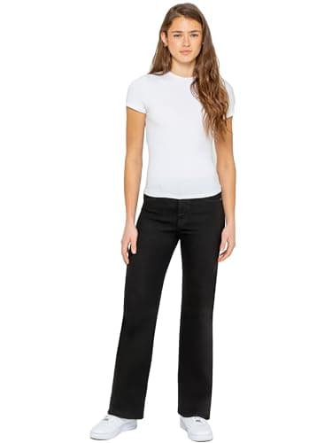 Image of 989Zé ENZO Womens Wide Leg Stretch Denim Jeans Straight Trousers Casual Cotton Relaxed Fit Baggy Loose Pants with Pockets EZL657_Jeans Black 14 R