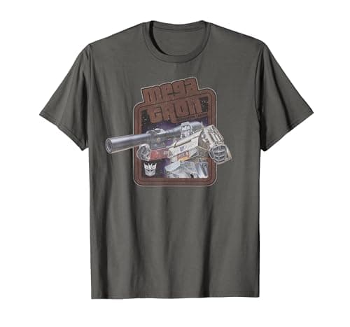 Image of Transformers Megatron Decepticon Leader Retro Logo T-Shirt, Men, Asphalt Grey, XX-Large