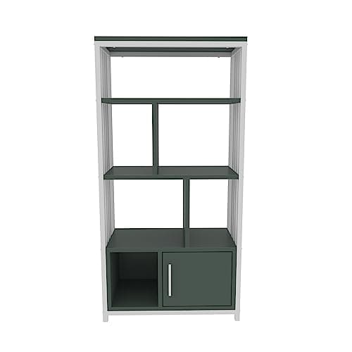 Image of DECOROTIKA - Valero Shelving Unit Bookcase Bookshelf with Cabinet and Metal Frame