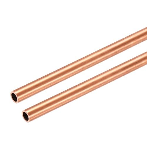 Image of sourcing map Copper Round Tube, 8mm OD x 0.5mm Wall Thickness x 300mm(11.8") Length Pure Copper Tube Seamless Metal Straight Pipe Tubing for DIY Crafts Industry Construction(Pack of 2)