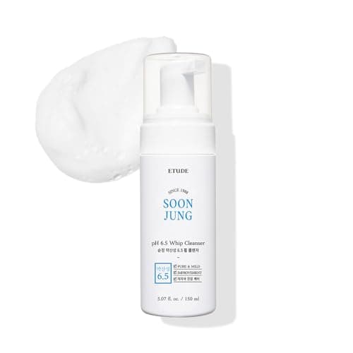 Image of ETUDE Soonjung pH 6.5 Whip Cleanser New, Face Wash for Sensitive Skin, Soft Bubble, Hypoallergenic Cleansing, Low pH Level, Fragrance-Free, Panthenol, Madecassoside, Korean Skin Care (5.07 Fl Oz)