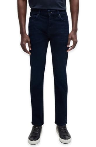 Image of BOSS Men's Delaware Straight Leg Slim Fit Jeans, Navy Blue Medium, 34W / 32L