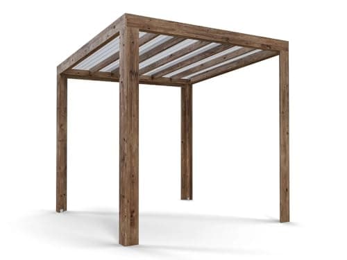 Image of Dunster House Wooden Garden Pergola with Roof – 2.5m x 2.5m Pressure Treated Timber Outdoor Canopy Shelter, TerraCube