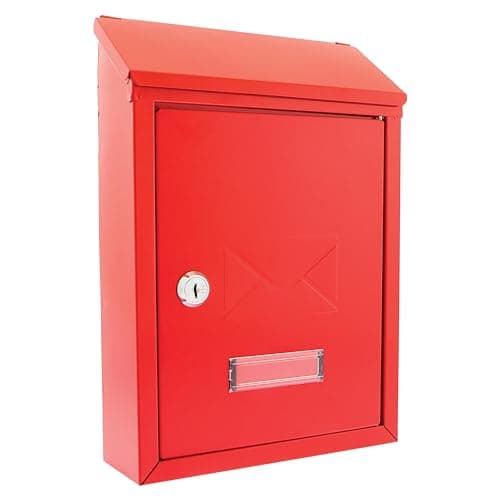 Image of Burg-Wachter MB09R Avon Rear Entry Wall Mounted Galvanised Steel Lockable Weatherproof Post Box - Red - 21x30x7cm