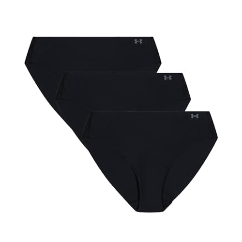 Image of Under Armour Women's 3-Pack Pure Stretch No Show Bikini Underwear – Seamless Invisible Fit, No VPL, Ultra-Soft, All-Day Comfort - Black - S