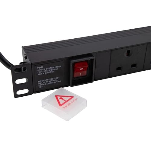 Image of kenable PDU 6 Way UK Sockets Power Distribution Unit 1U 19 Inch Rack Mount Horizontal Switched 13A with 3m Cable