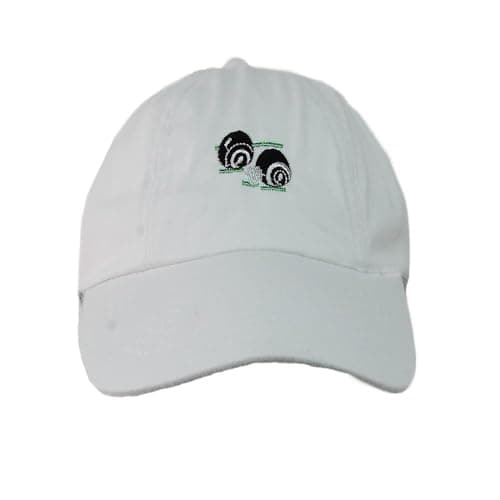 Image of G5 APPAREL Premium White Bowls Logo Baseball Cap - One Size Adjustable Hat - Sports, Golf, Lawn Bowling
