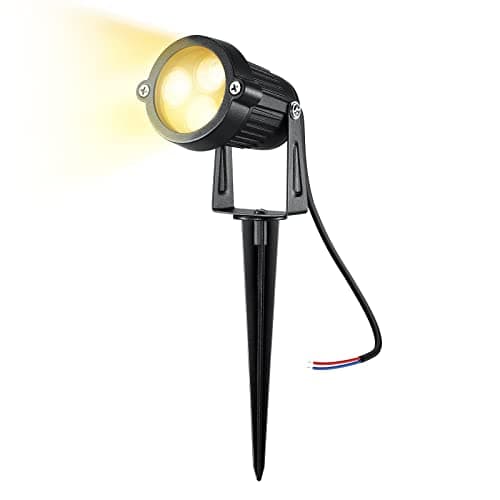 Image of LemonBest® 1Pcs DC 12V Landscape Lights, 3x3W IP65 Waterproof Cast-Aluminum Garden Spike Lights, LED Outdoor Landscape Spotlight Fixture Garden Night Spike Lawn Lamp (Warm White)