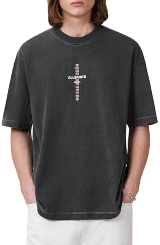 Image of AllSaints Men's Knox Ss Crew, Washed Black, XS
