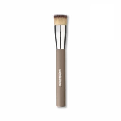 Image of Sandstone Scandinavia Flat Top Foundation Brush – Dense makeup brush for seamless buffing & blending – Ultra-soft vegan bristles – Cruelty-free