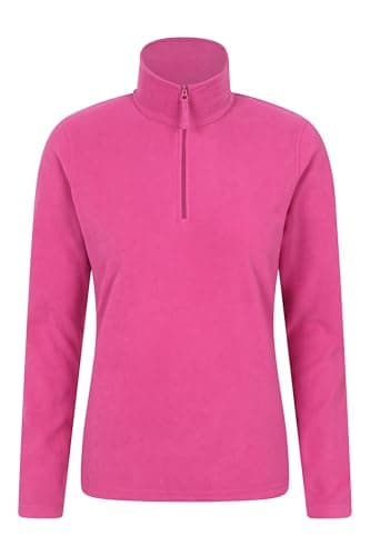 Image of Mountain Warehouse Camber Half Zip Women's Fleece - Lightweight, Warm & Cosy Half Zip Sweatshirt - Best for Spring Summer, Camping, Outdoors, Travelling & Hiking Dark Pink (Plain) L