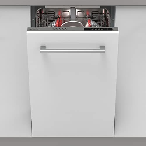 Image of Sharp QW-NS14I49EX-EN, 45 cm Integrated, Dishwasher, 10 Place Settings, 2 Racks, Half Load Option, White Colour, Silver
