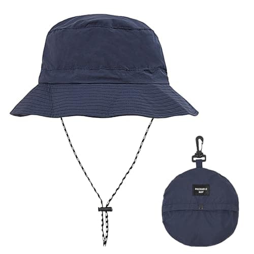 Image of Aohyue Small Bucket Hat, Sun Hat, Lightweight Adjustable Summer Fishing Hat, Foldable Beach Cap for Women and Outdoor Adventures (UK, Alpha, One Size, Dark Blue)