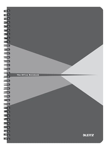 Image of Leitz Office College Pad - A4 Squared Notebook with Cardboard Cover, Spiral Binding, 360 Degree Opening, 180 Pages / 90 Sheets of FSC-Certified Paper (80 g/m²), For Office & School, Grey, 46471085