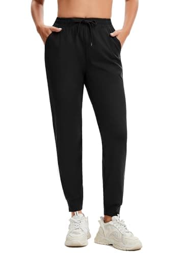 Image of ZENGVEE Women Tracksuit Bottoms Comfortable Sweatpant with Pocket Athletic Quick Dry Jogger Yoga Long Trousers Training Wear(9350) Black-2XL