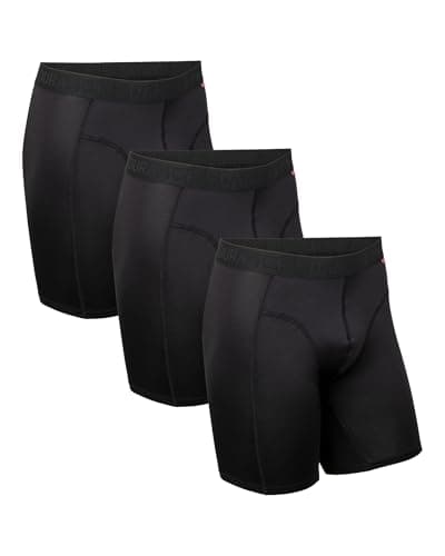 Image of DANISH ENDURANCE Mens Boxers, Anti Chafing, Long Leg or Regular, Sports Underwear Men, Running Boxers, 3 Pack, Black Longer Legs, X-Large