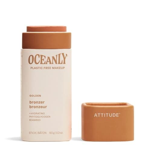 Image of ATTITUDE Oceanly Plastic-Free Lightweight Bronzer Stick, Titanium Dioxide-Free, EWG Verified, Vegan Makeup, Golden, 8.5 grams