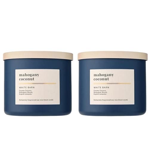 Image of Bath & Body Works 3-Wick Candle, Mahogany Coconut Candle, Strong Throw, Long-Lasting Burn Up to 45 Hours, Exclusively Fragranced Soy Wax Blend, 14.5 oz - 2 Pack
